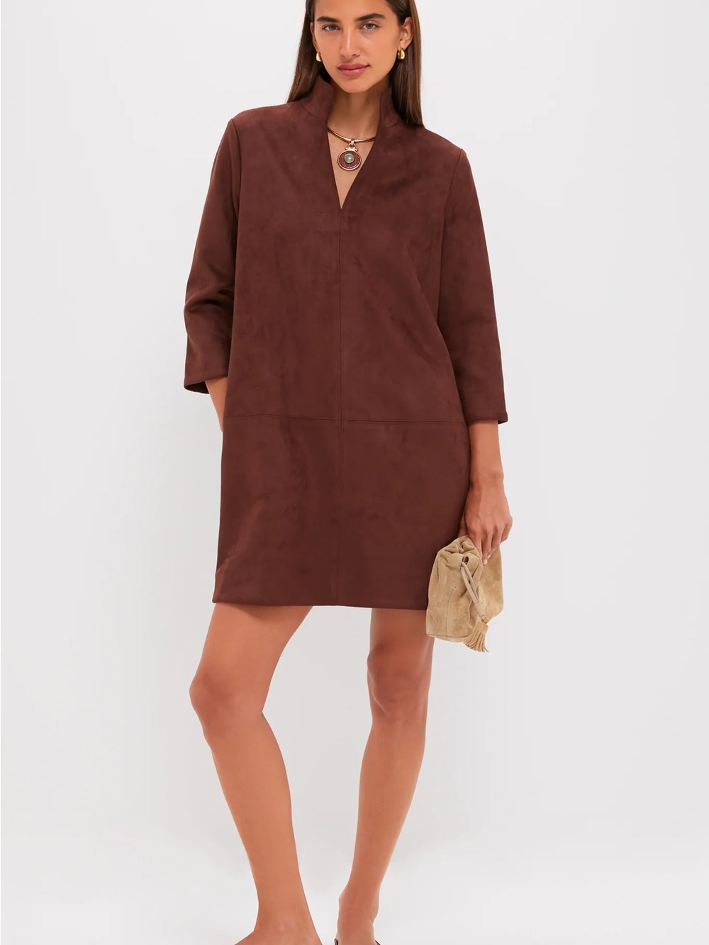 Tuckernuck Ganache Vegan Suede Clifton Dress Brown, Medium - Picture 2 of 8